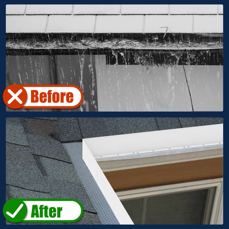 Pearwow Gutter Valley Splash Guard,Aluminum Rain Diverter Roofing Gutter Splash Guards for Valley,Corner or Straight,10 Inch Each (4 Pcs White) - Image 5